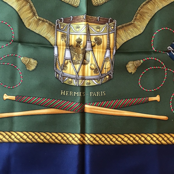 Authentic Hermes Carre 90 Silk Scarf “Les Tambours” - Picture 2 of 5